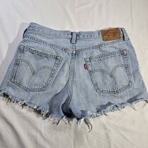 LEVI'S 501 Distressed Patched Cut off jean shorts Size 29